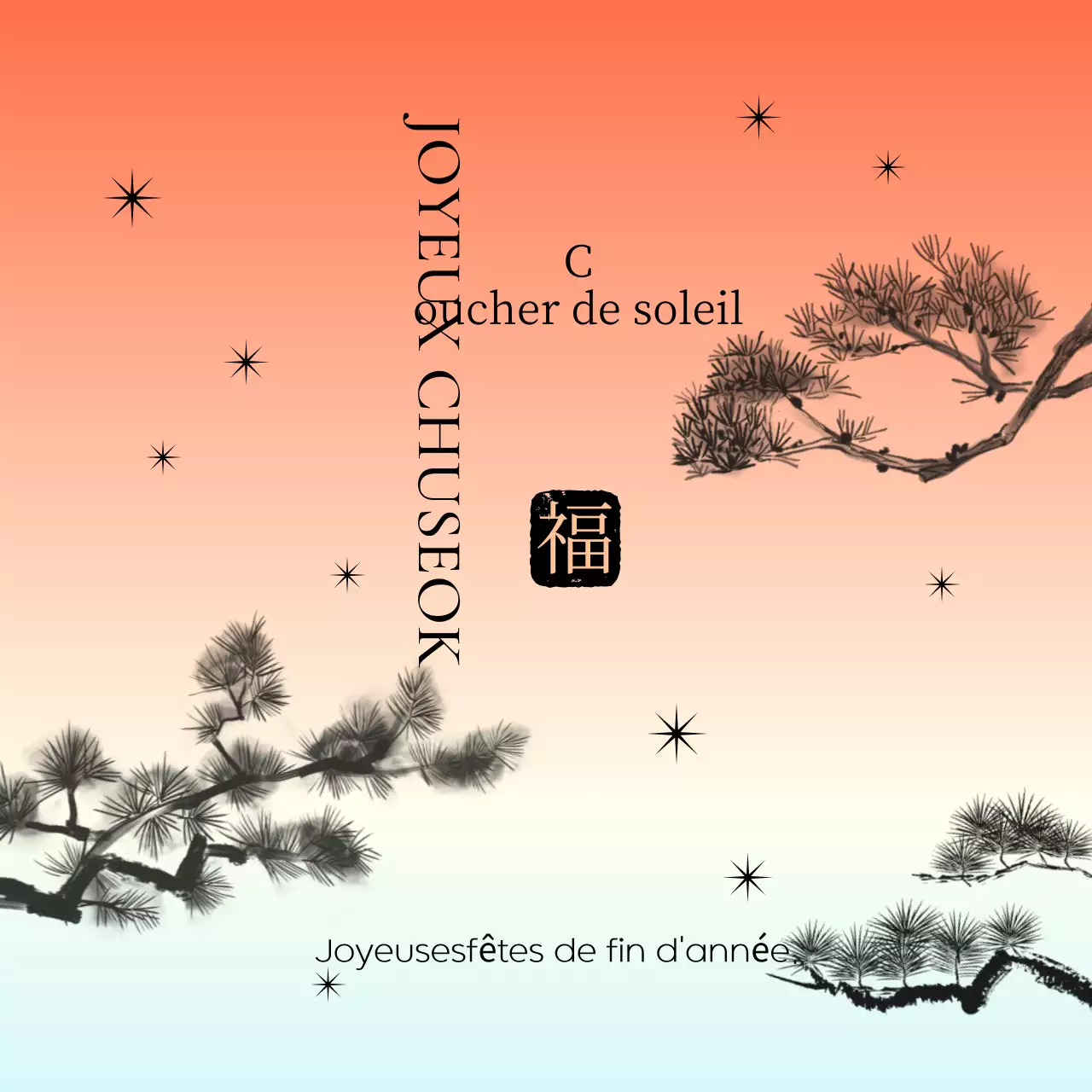 Salutations traditionnelles orange de Chuseok