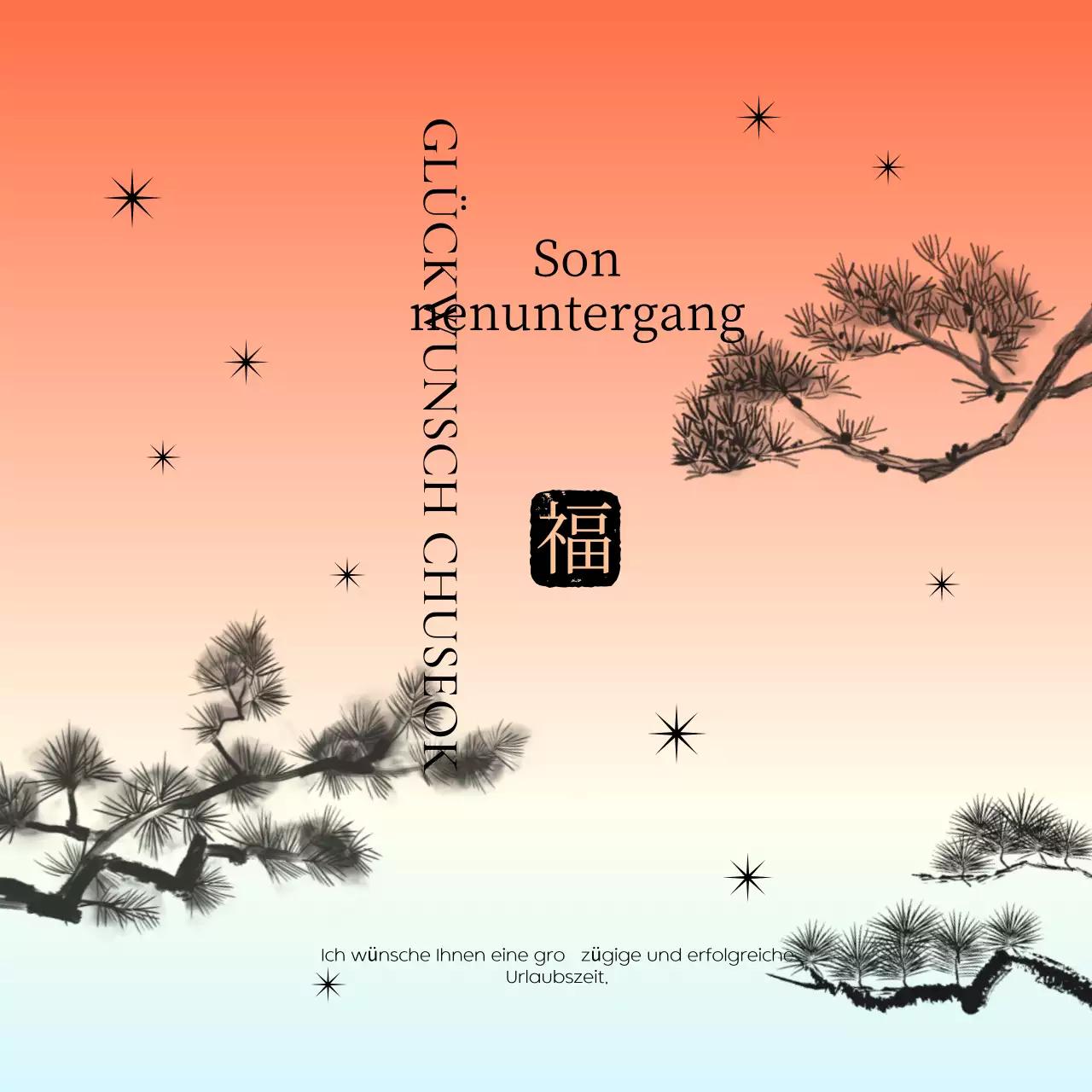 Orangefarbene traditionelle Chuseok-Grüße