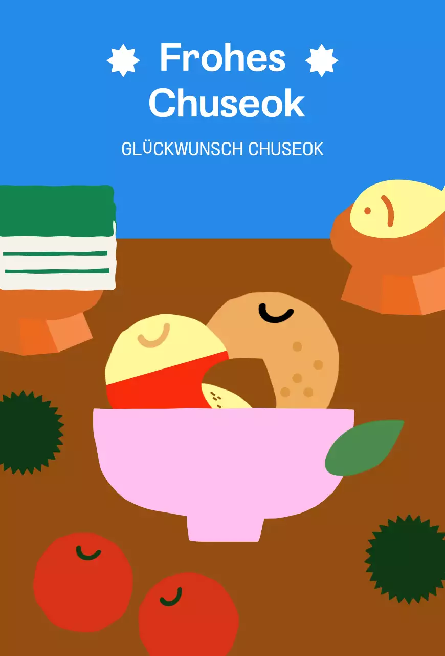 Blaue traditionelle Chuseok-Grüße