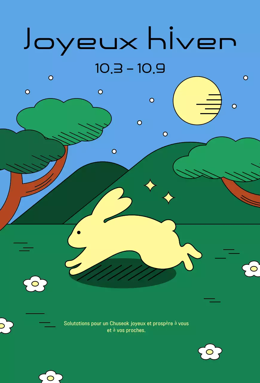 Célébration mignonne de Chuseok bleu ciel