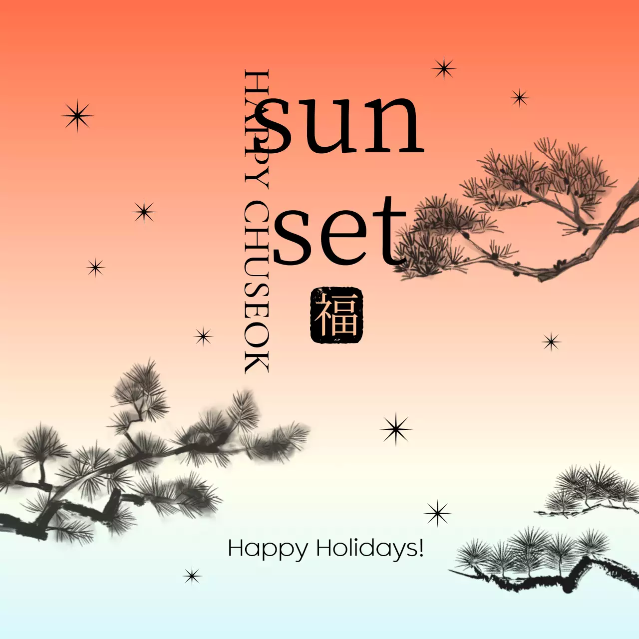 Saudações tradicionais de Chuseok em laranja