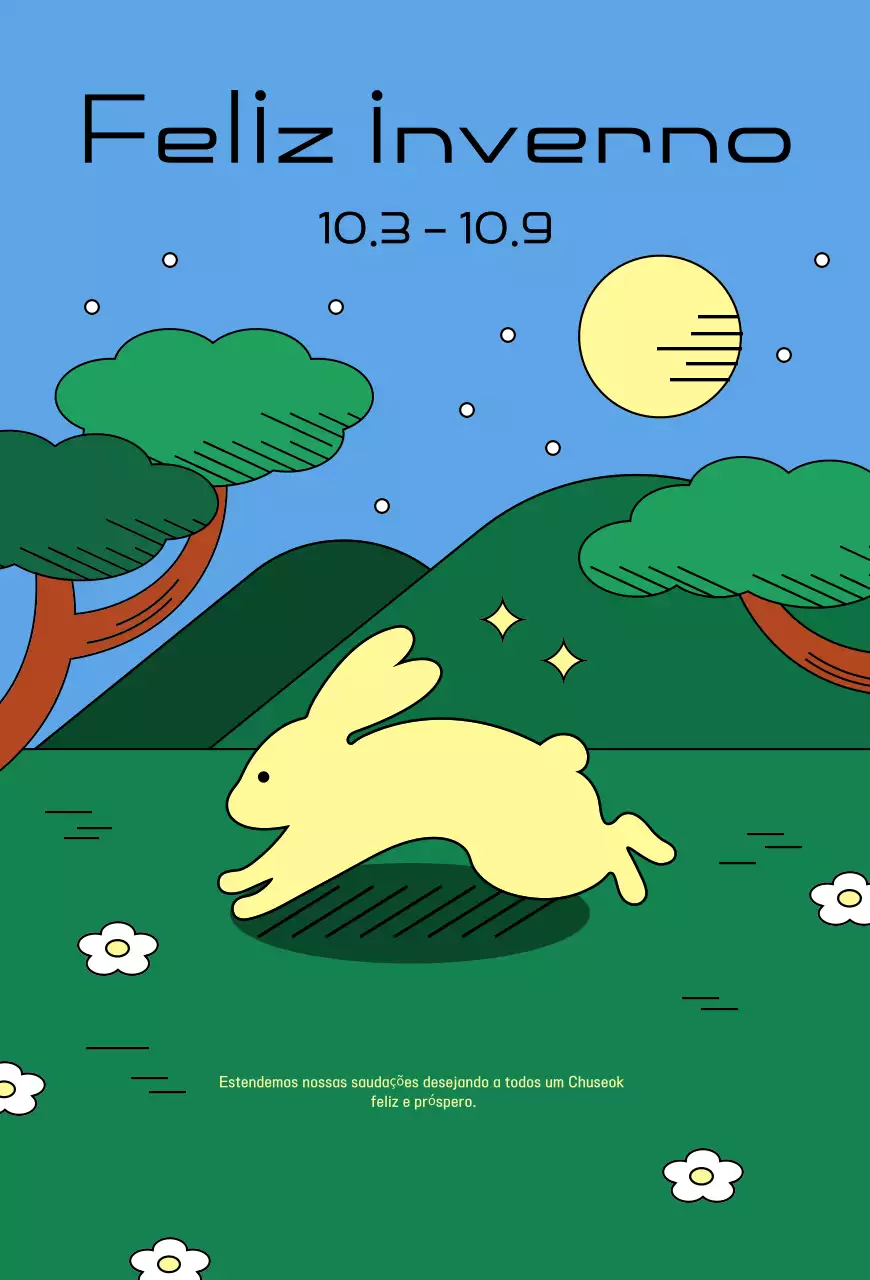 Celebração de Chuseok azul-celeste fofo