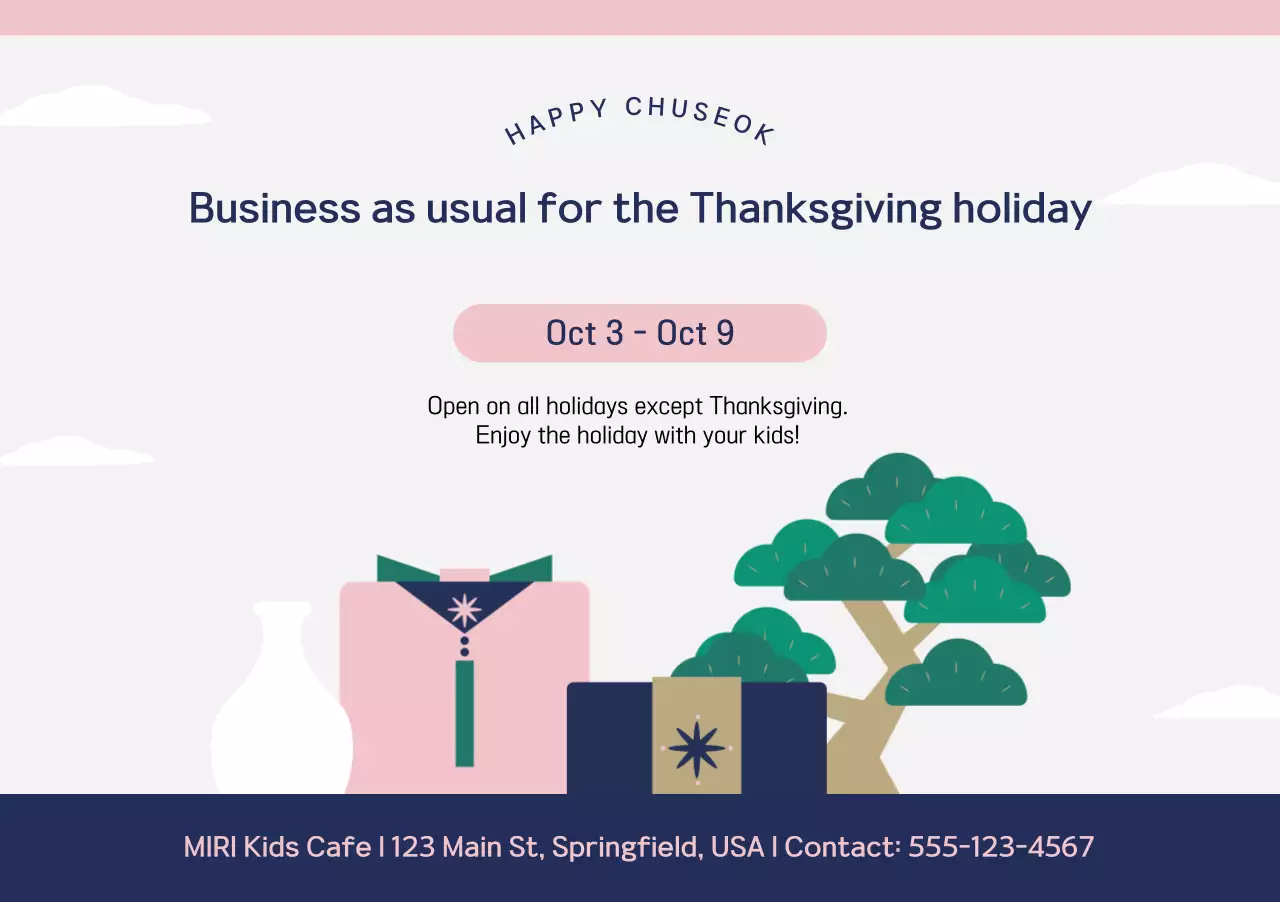 Pink Simple Chuseok Notice