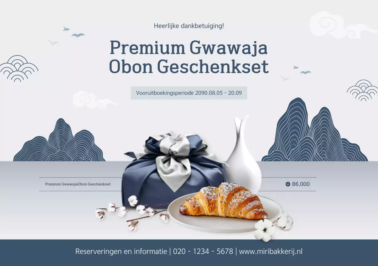 Blauwe traditionele Chuseok-advertentie