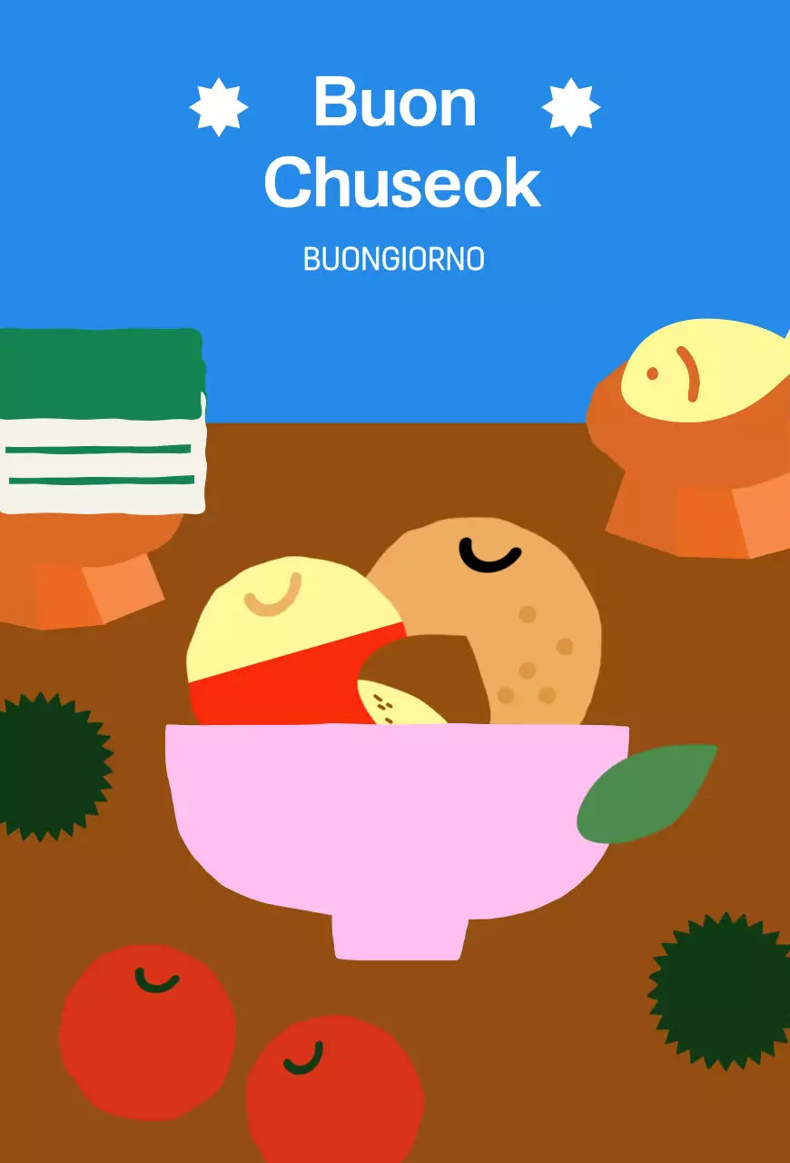 Saluti tradizionali Chuseok blu