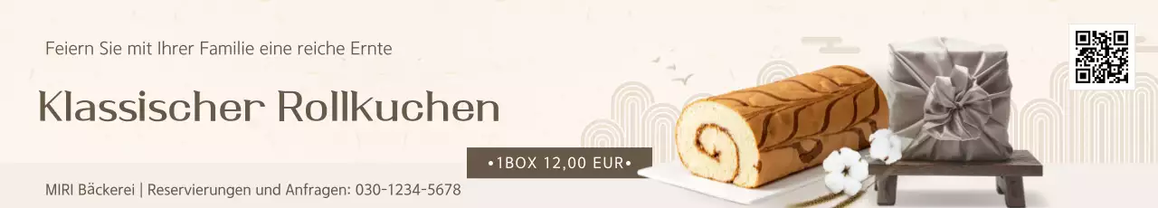 Beigefarbene Werbung für traditionelle Desserts