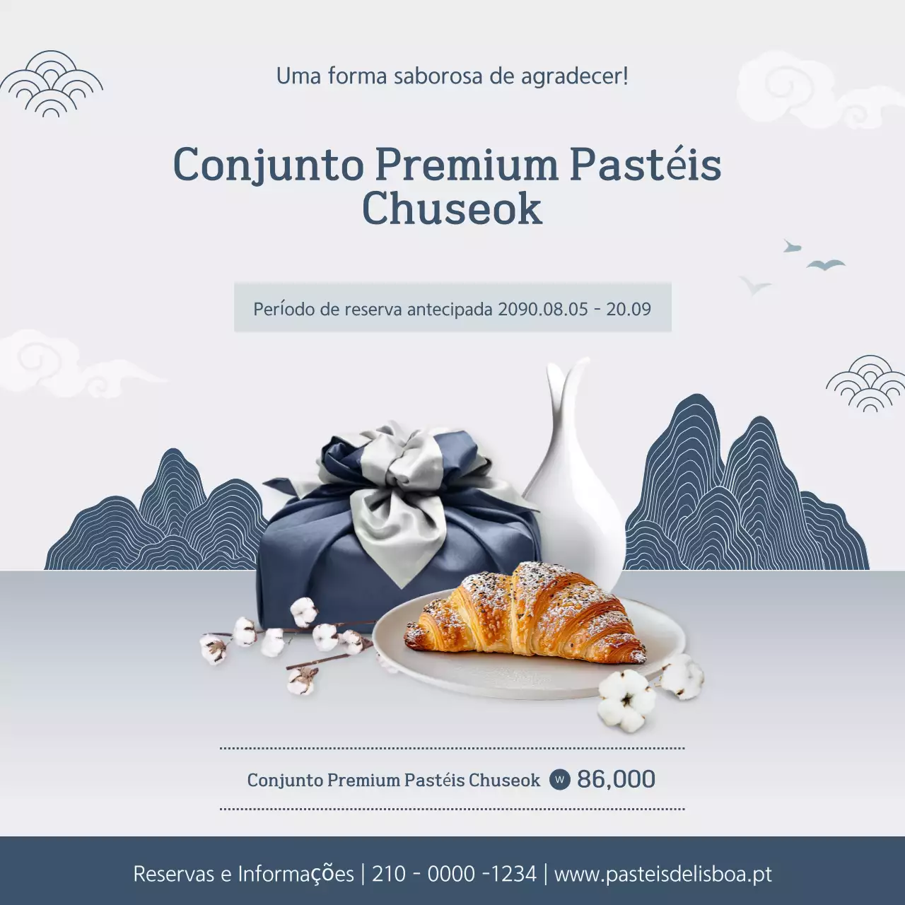 Anúncio de Chuseok Tradicional Cinza