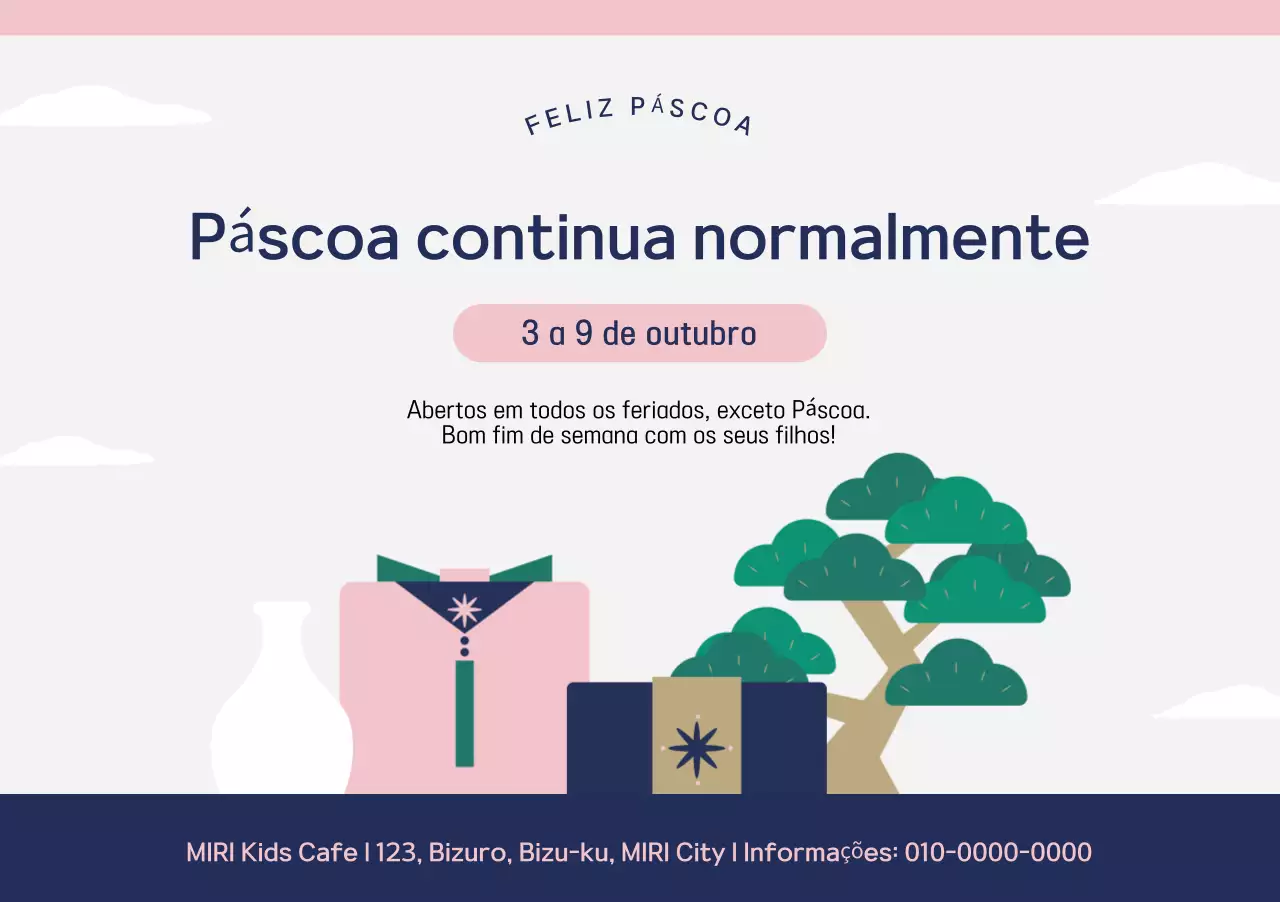 Aviso Chuseok Rosa Simples
