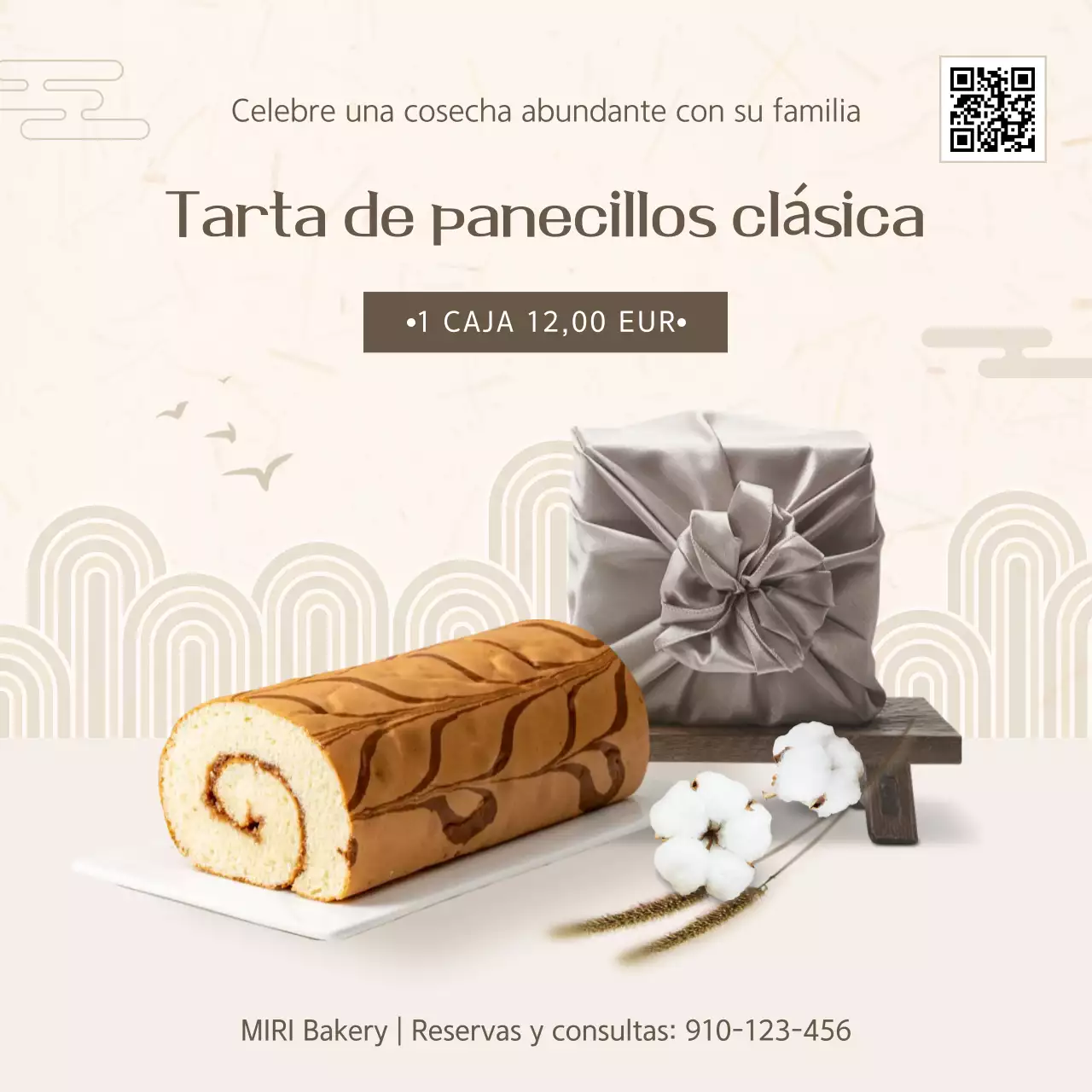 Anuncio tradicional de Chuseok en beige