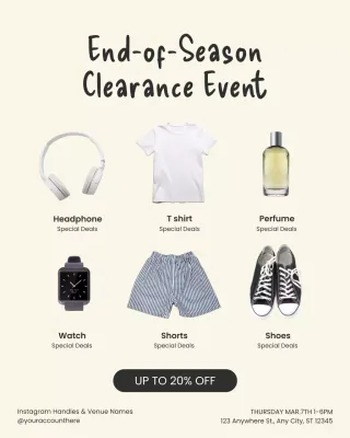 Beige Modern Clearance Sale Promotion Instagram Post