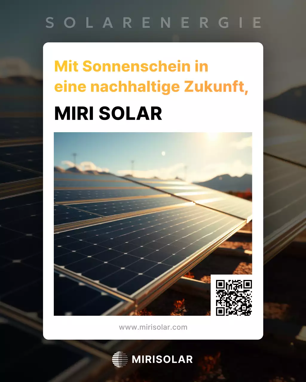 Orangefarbene moderne Solarwerbung