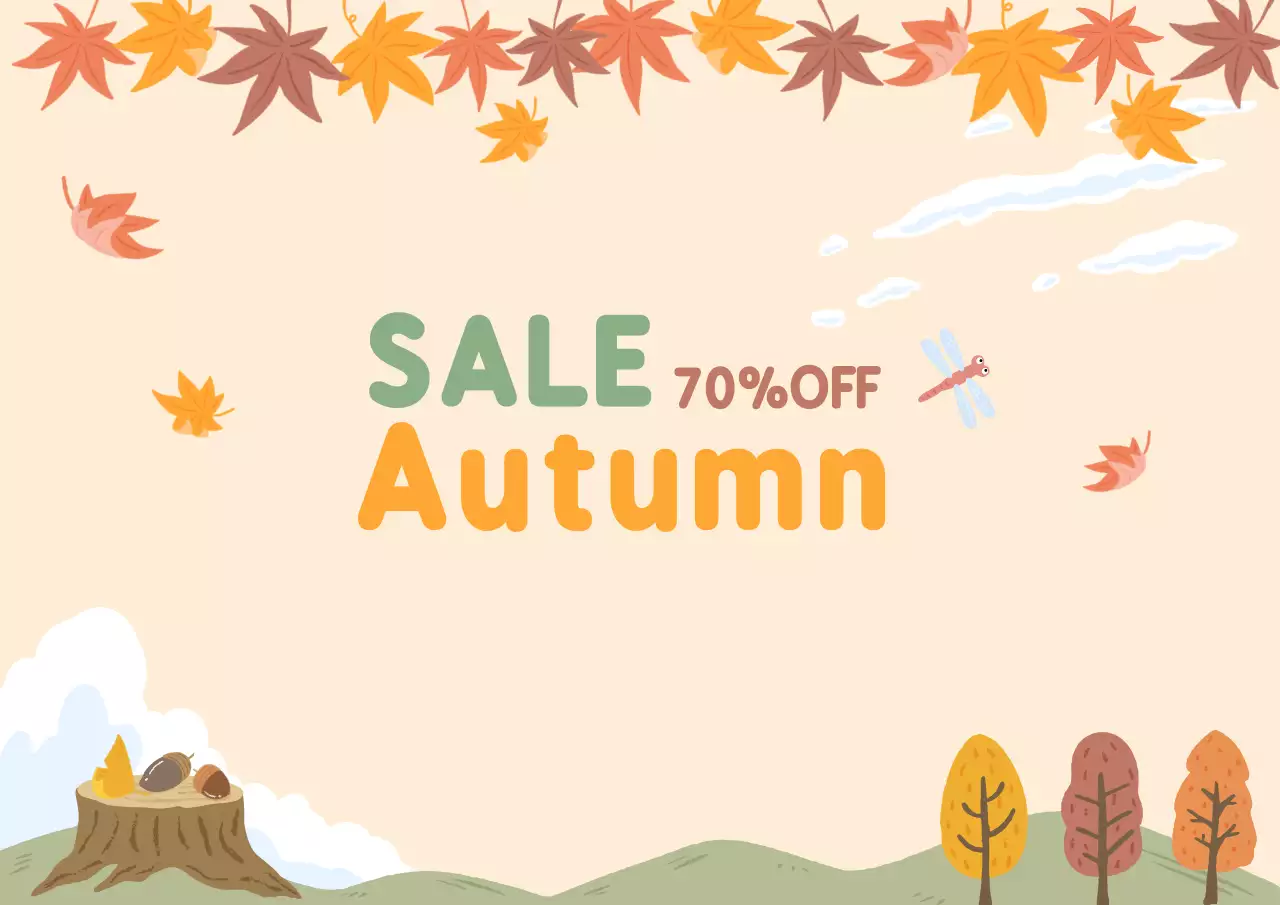 간단하고 귀여운 손으로 그린 ​​가을 풍경 · 단풍 잎 프레임