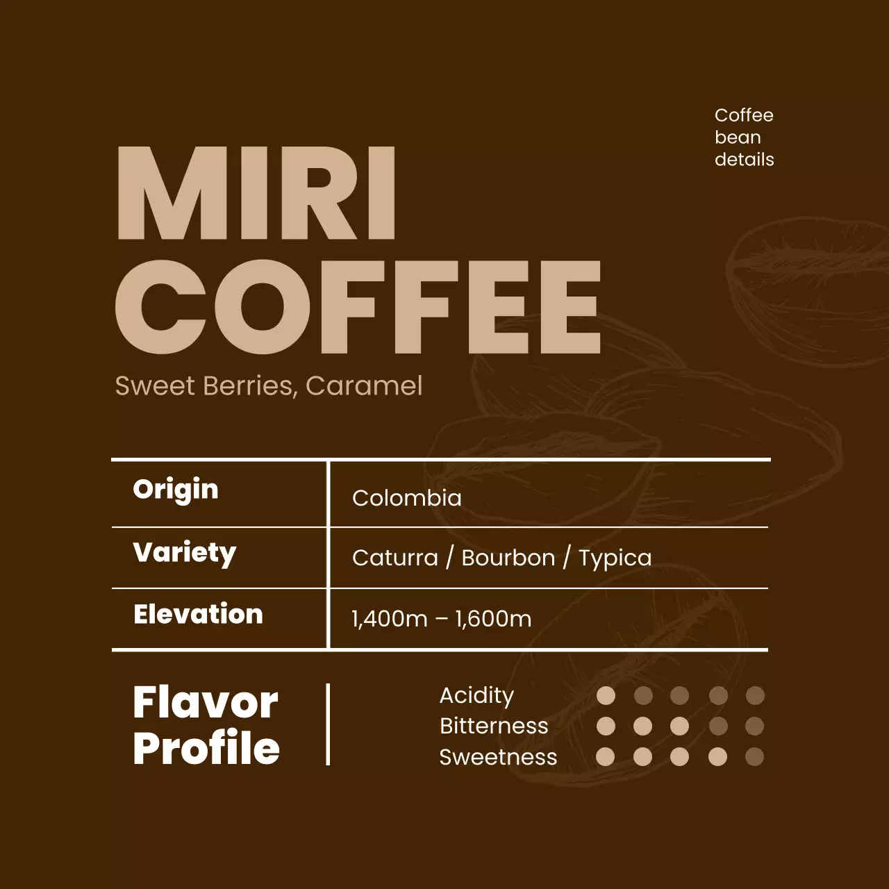 茶色 モダン コーヒー ラベル コーヒー豆紹介