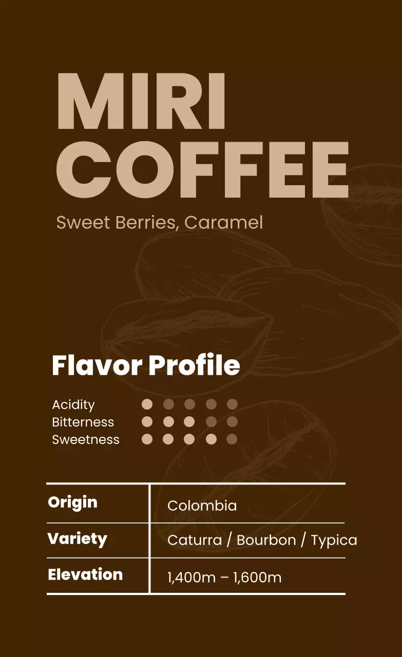 茶色 モダン コーヒー ラベル コーヒー豆紹介