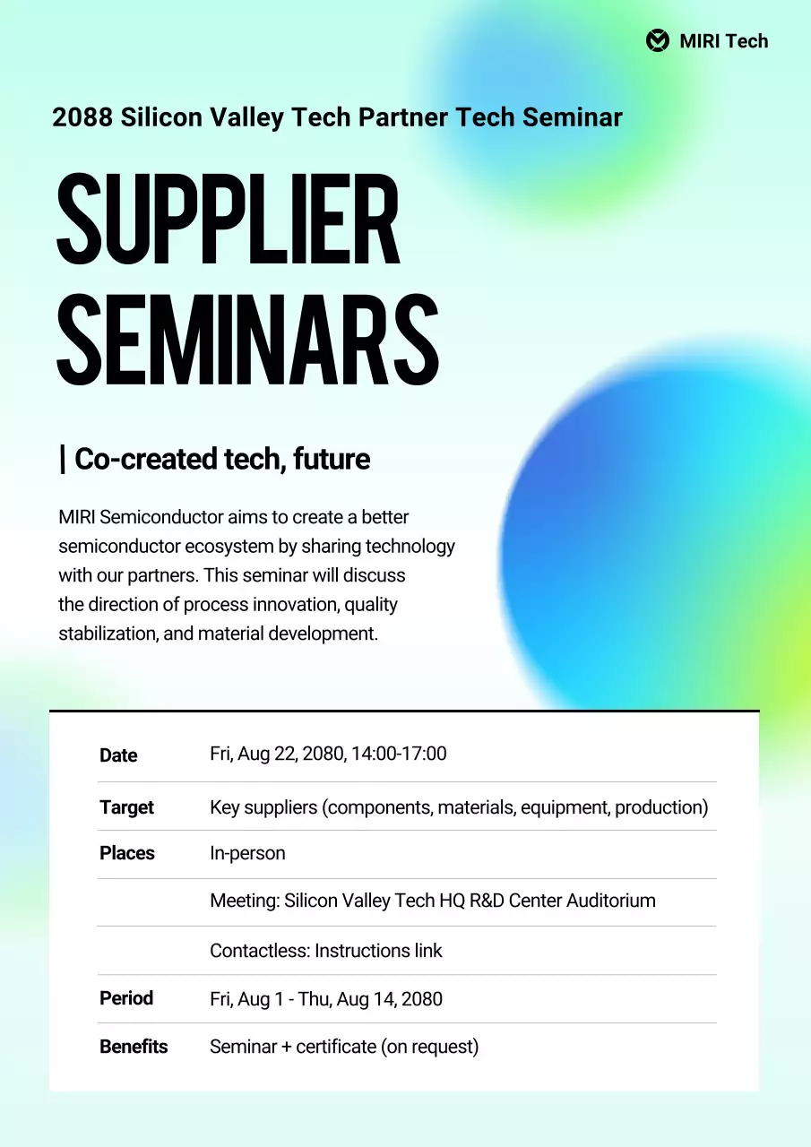 thông báo hội thảo công nghệ hiện đại màu xanh