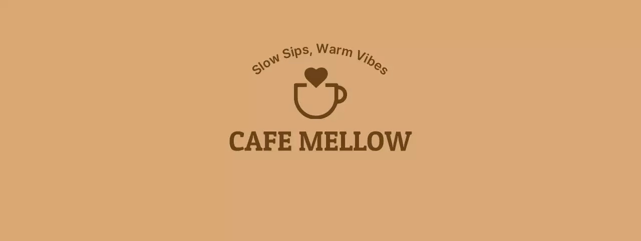 ベージュ シンプル カフェ ロゴ 単色イラスト