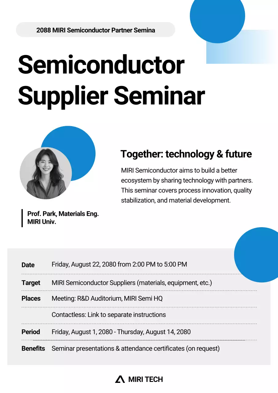 blue modern technology seminar announcement