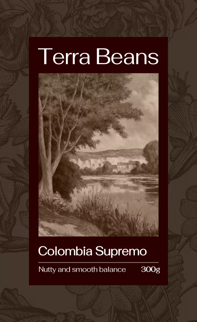 茶色 クラシック コーヒー ラベル コーヒー豆ラベル