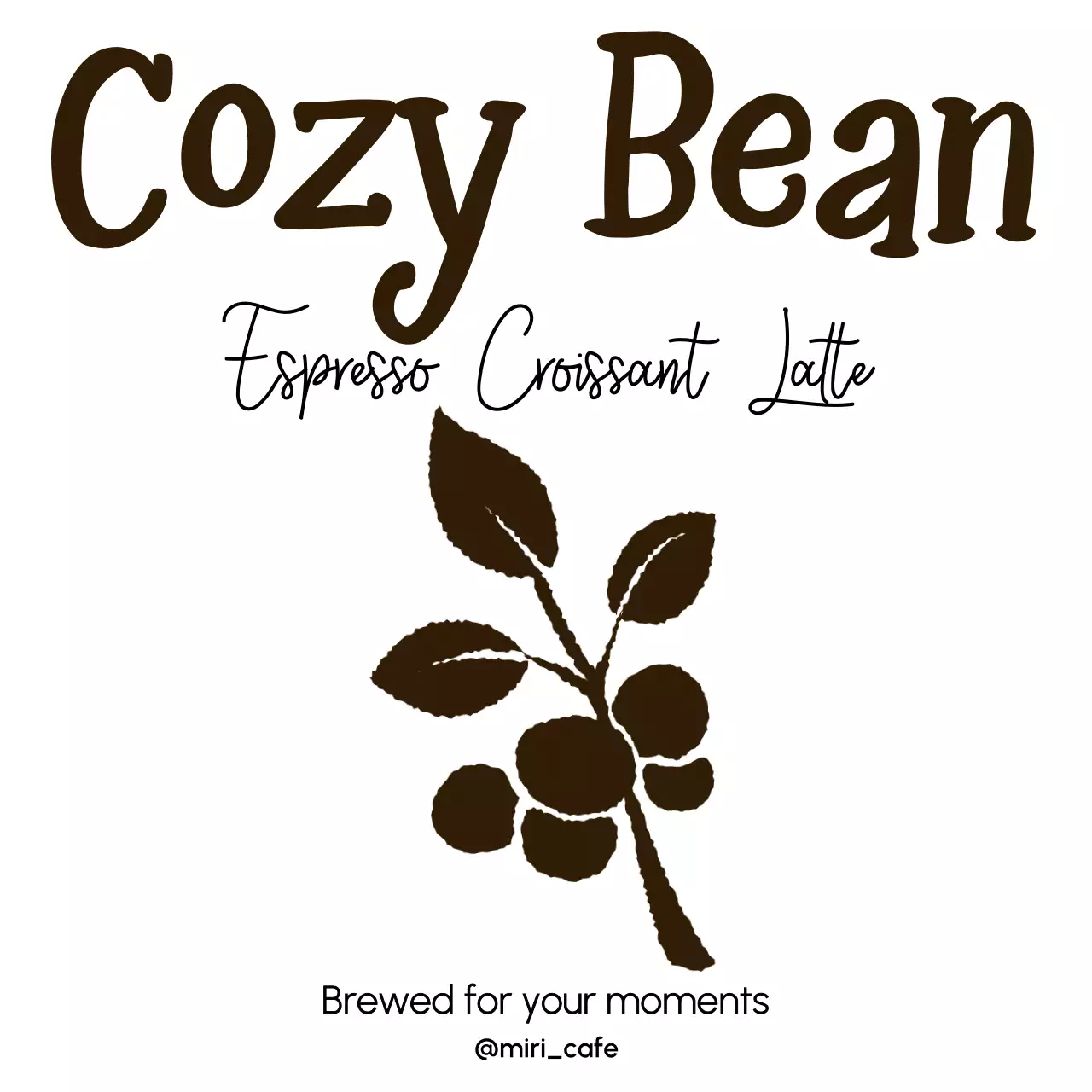 茶色 シンプル カフェ ロゴ テキスト