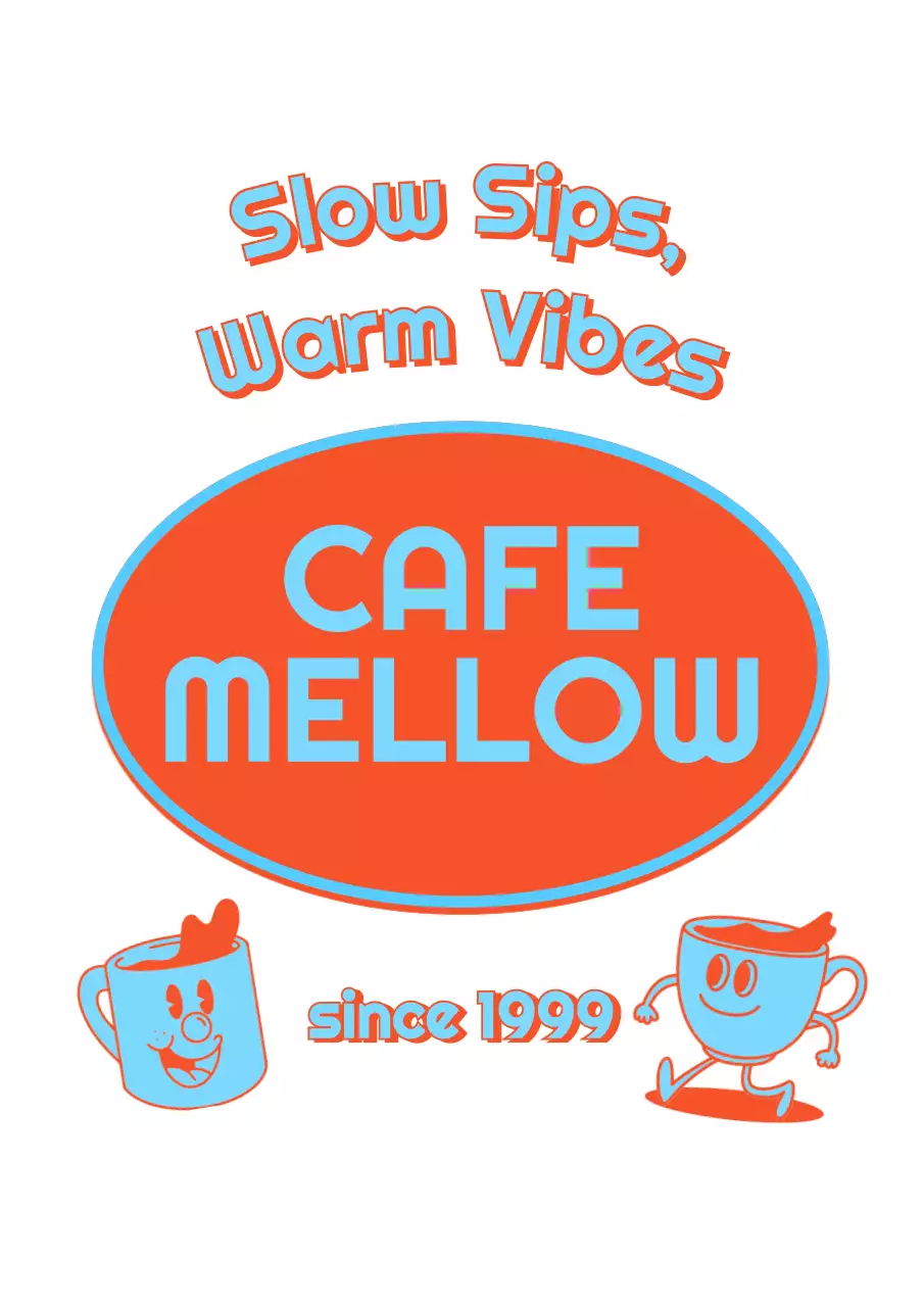 オレンジ ポップ カフェ ロゴ テキスト