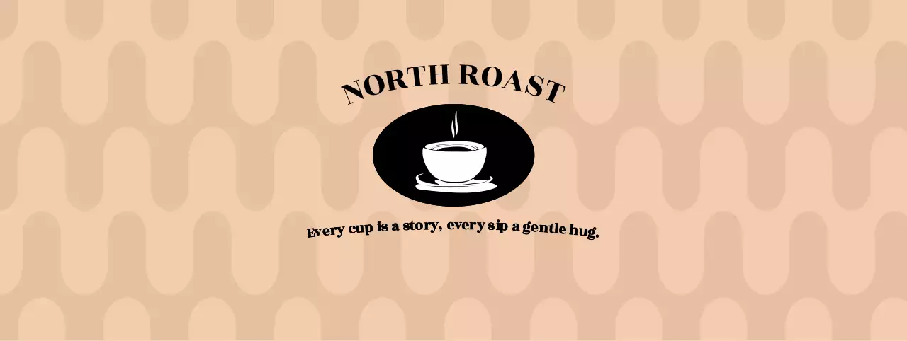 ベージュ シンプル コーヒー ロゴ パターン