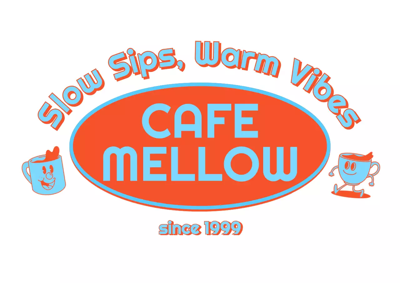 オレンジ ポップ カフェ ロゴ テキスト