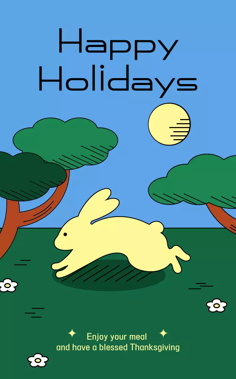 Sky blue cute Chuseok greetings