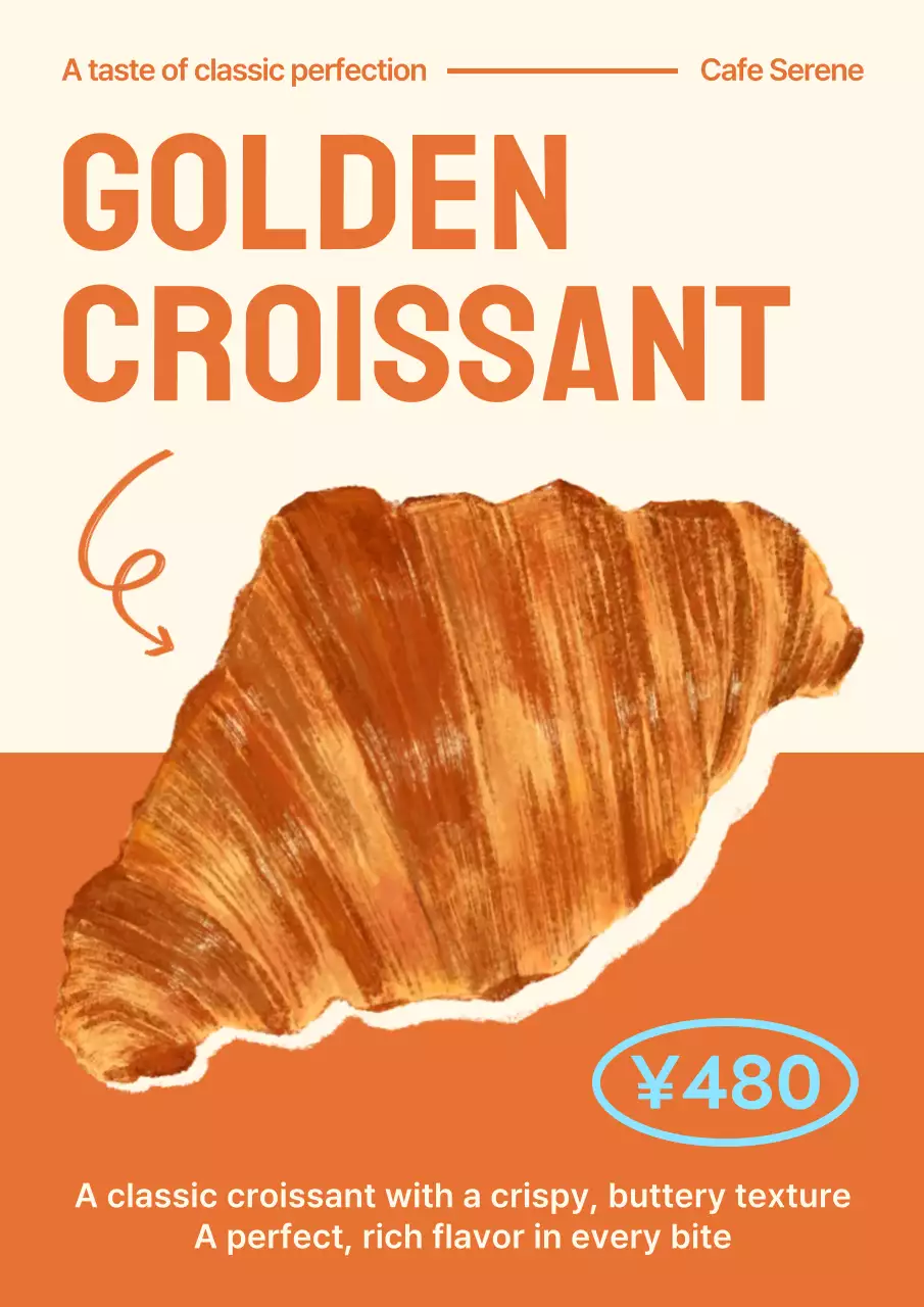 オレンジ モダン パン メニュー ポップ