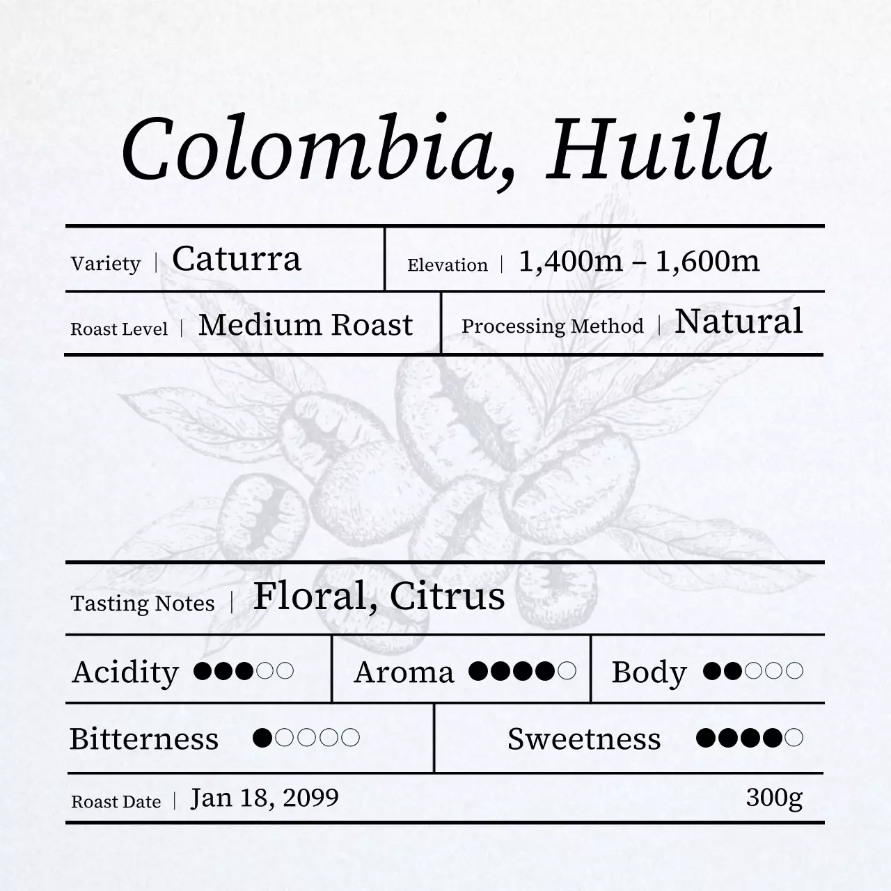 グレー シンプル コーヒー ラベル コーヒー豆紹介