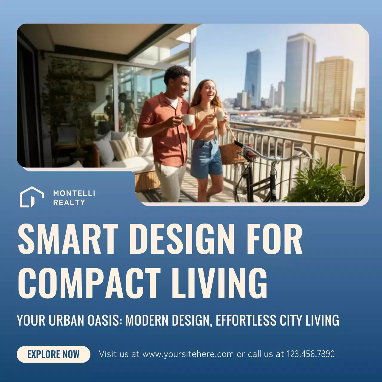 Blue Modern Real Estate Promotion Instagram Post