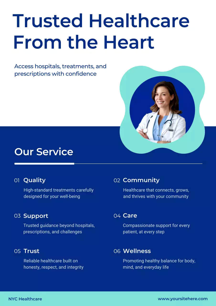 Blue Cute Local Hospital Poster