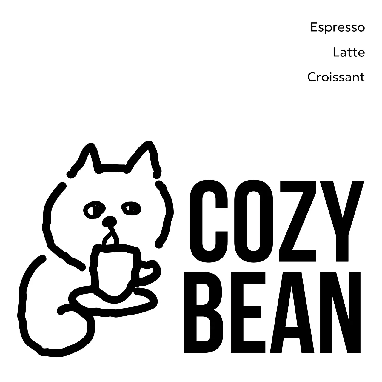 白黒 手書き カフェ メニュー 単色イラスト