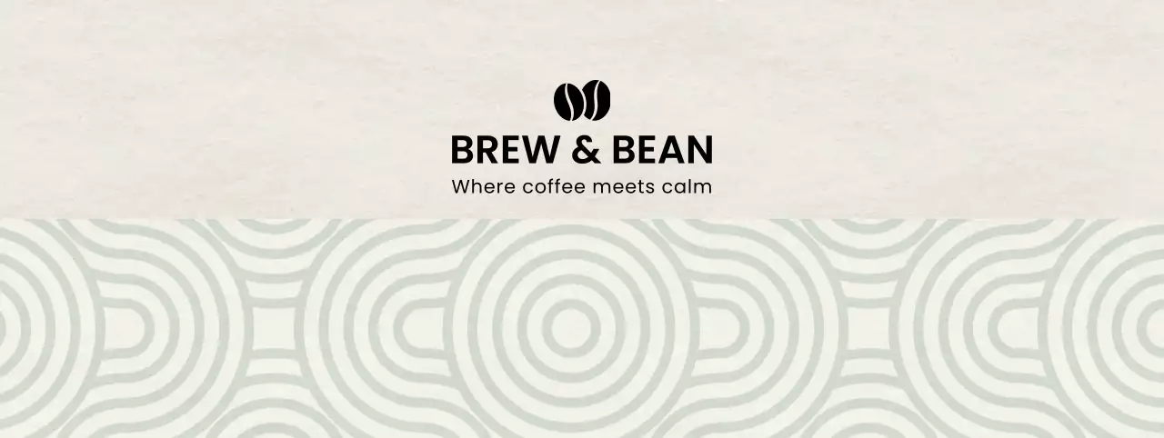 ベージュ モダン カフェ ロゴ パターン