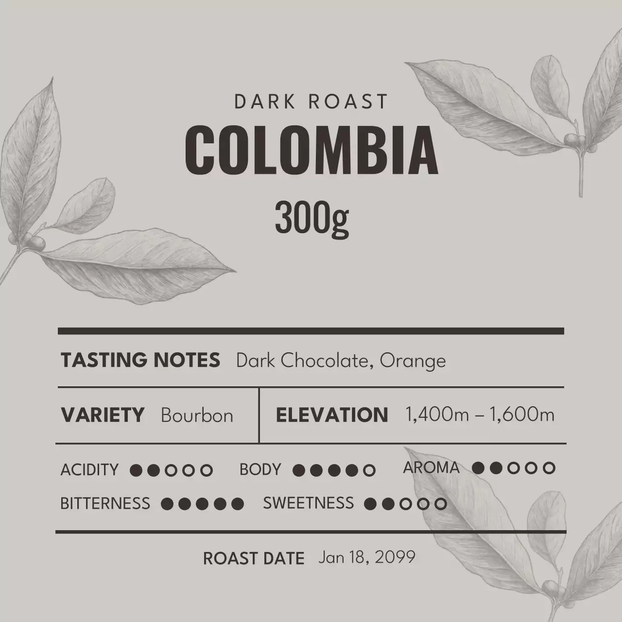 グレー シンプル コーヒー ラベル コーヒー豆紹介