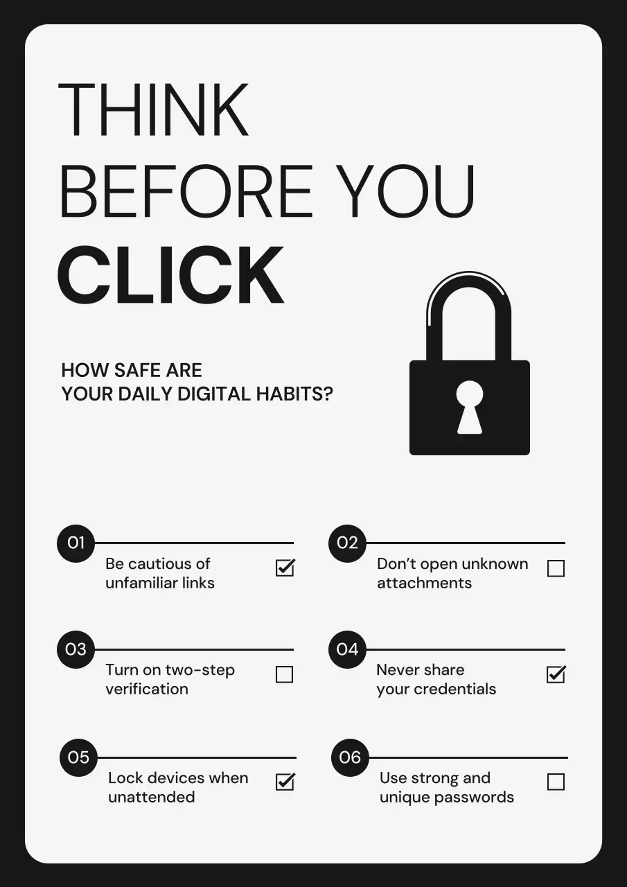 White Simple Cybersecurity Essentials Poster