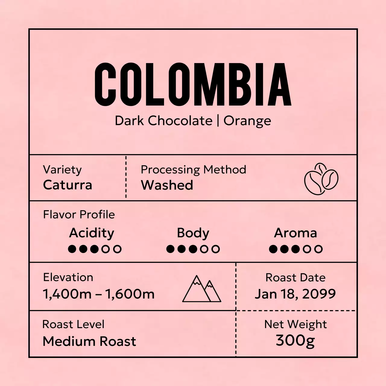 ピンク シンプル コーヒー ラベル コーヒー豆紹介