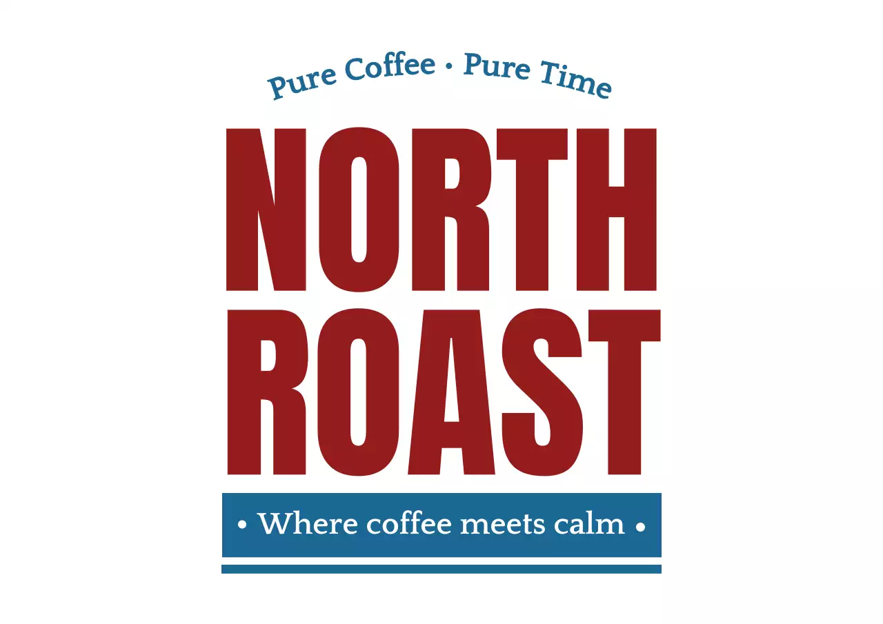 赤 シンプル コーヒー ロゴ テキスト