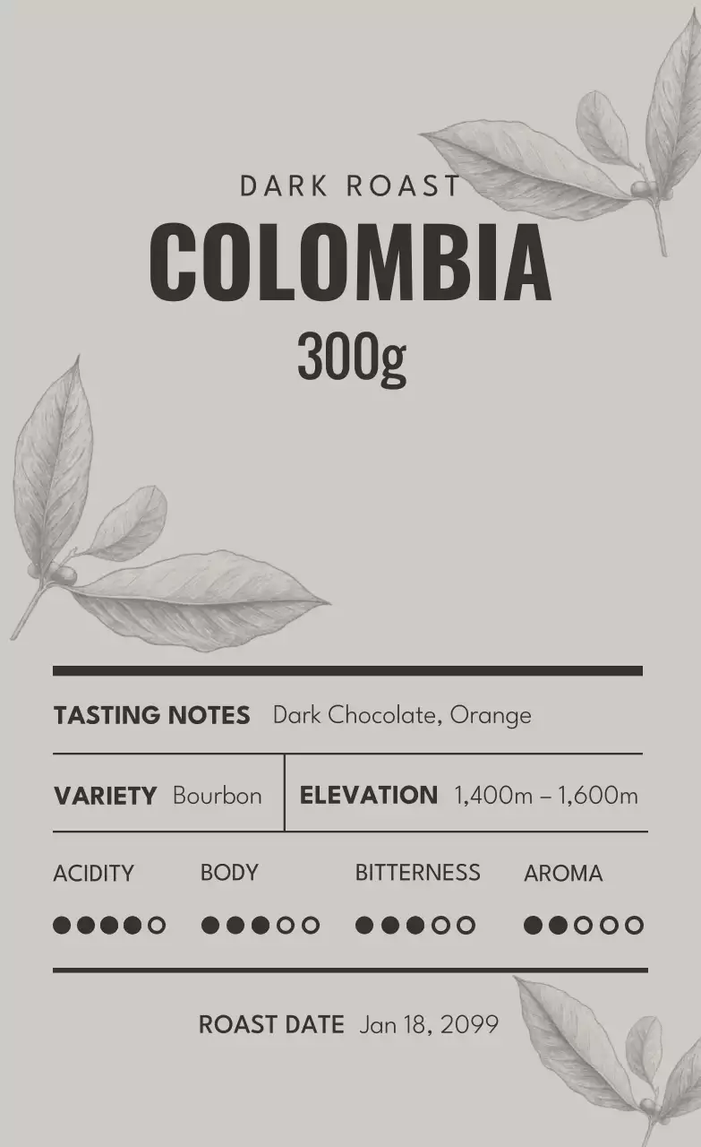 グレー シンプル コーヒー ラベル コーヒー豆紹介