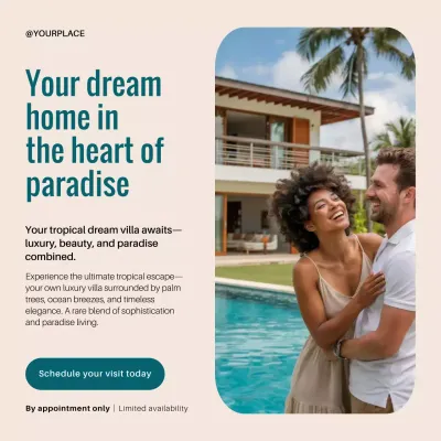 Beige Teal Tropical Villa Advertisement Instagram Post