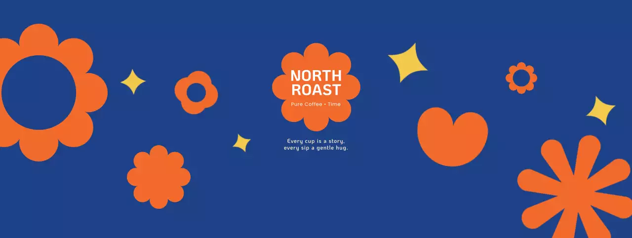 オレンジ ポップ コーヒー ロゴ パターン