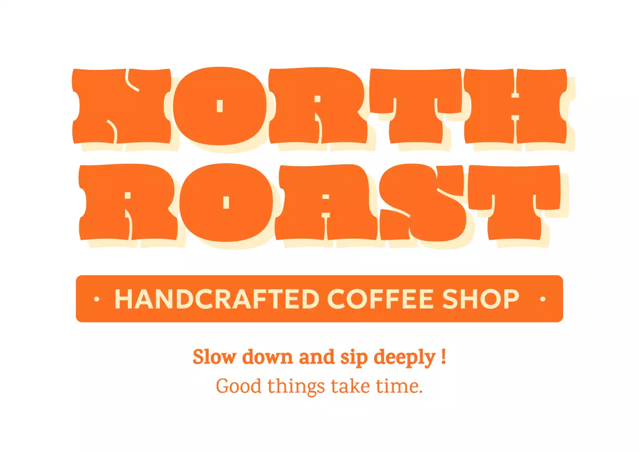 オレンジ ポップ コーヒーショップ ロゴ テキスト