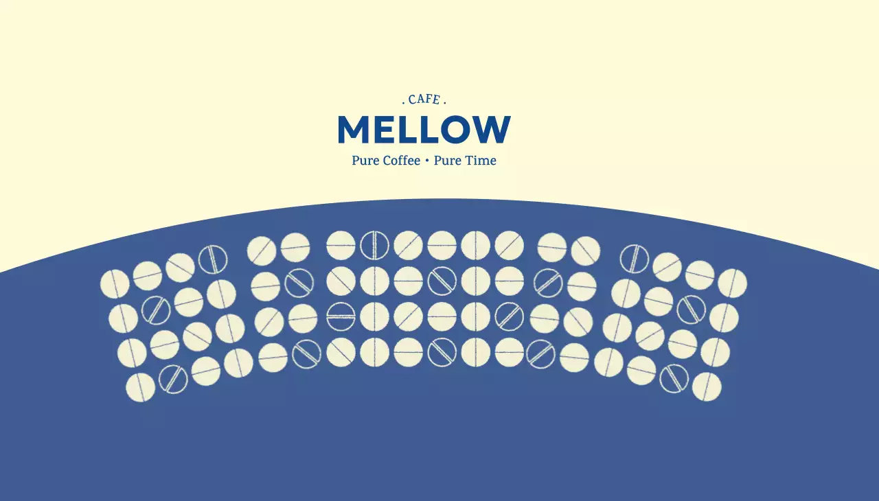 青 シンプル カフェ ロゴ パターン