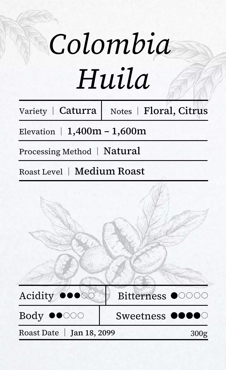 グレー シンプル コーヒー ラベル コーヒー豆紹介