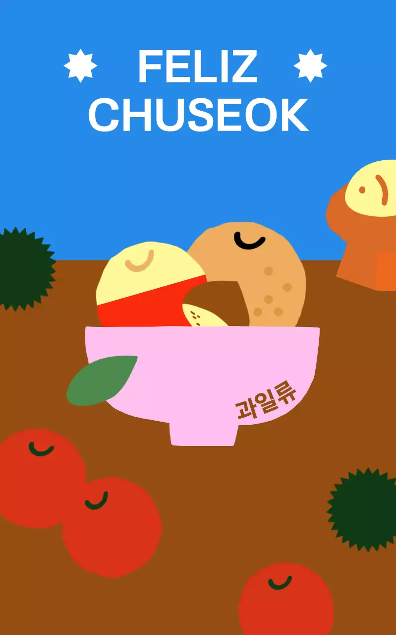 Festival Chuseok Simples Azul