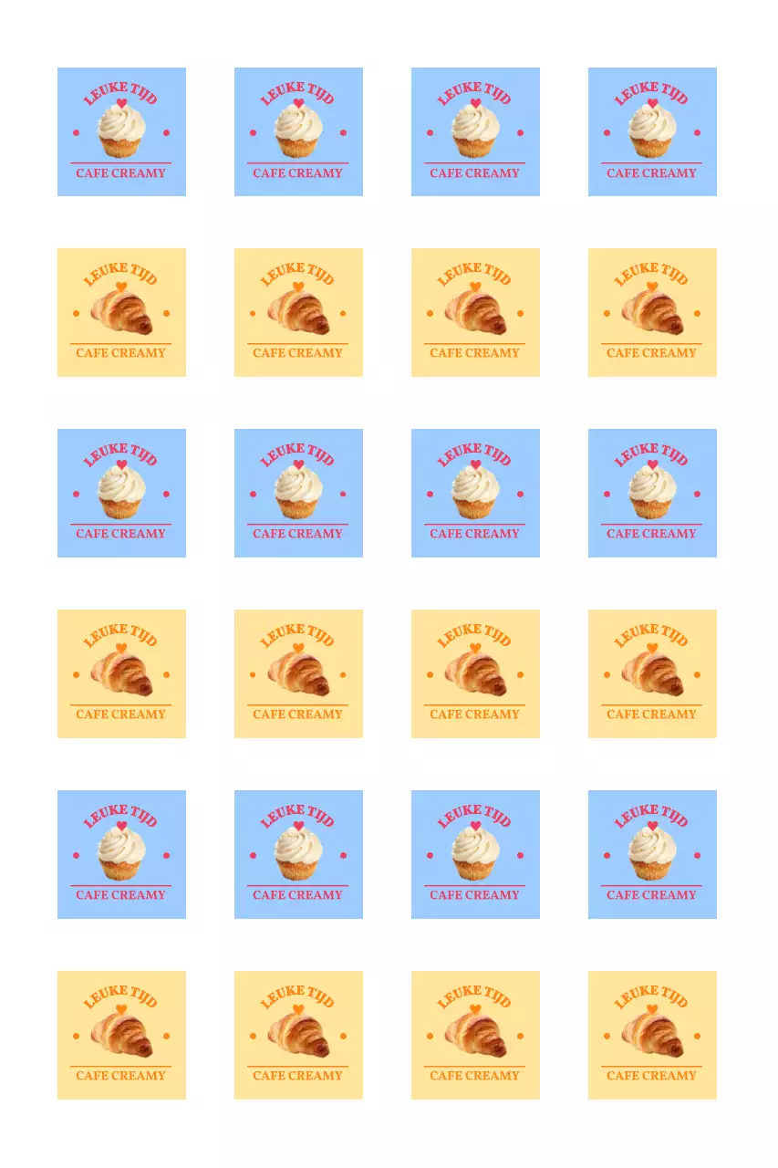 Eenvoudige promotiestickers voor cafés met foto's