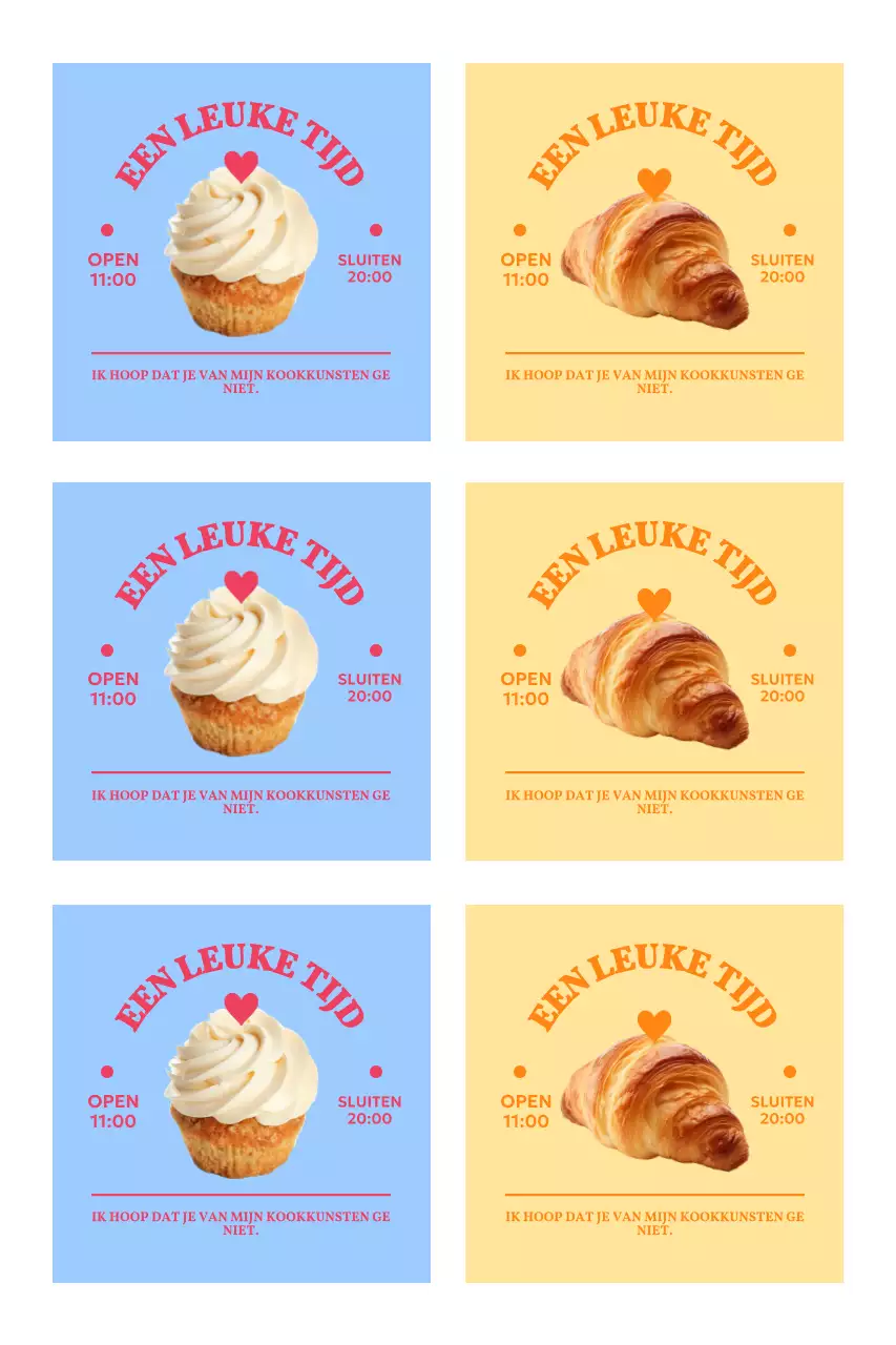 Eenvoudige promotiestickers voor cafés met foto's