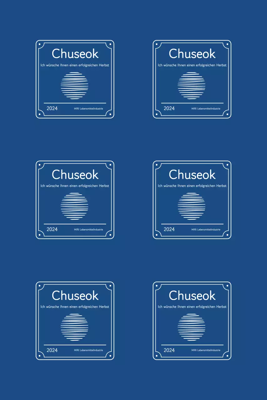Chuseok-Grüße mit traditionellen Rändern und einem schwebenden Mond