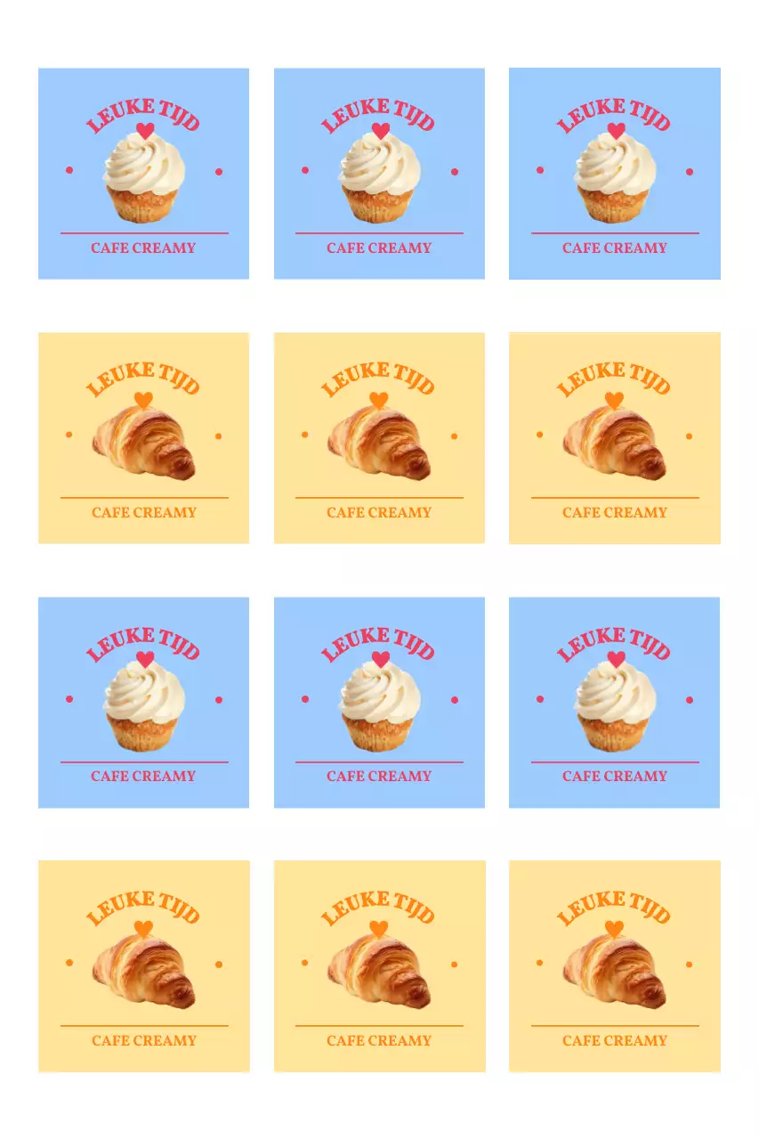 Eenvoudige promotiestickers voor cafés met foto's