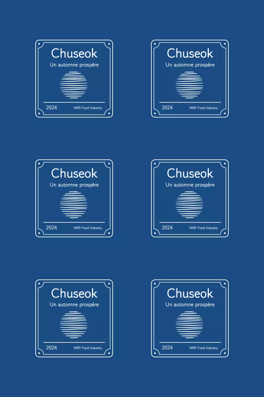 Salutations de Chuseok avec des bordures traditionnelles et une lune flottante