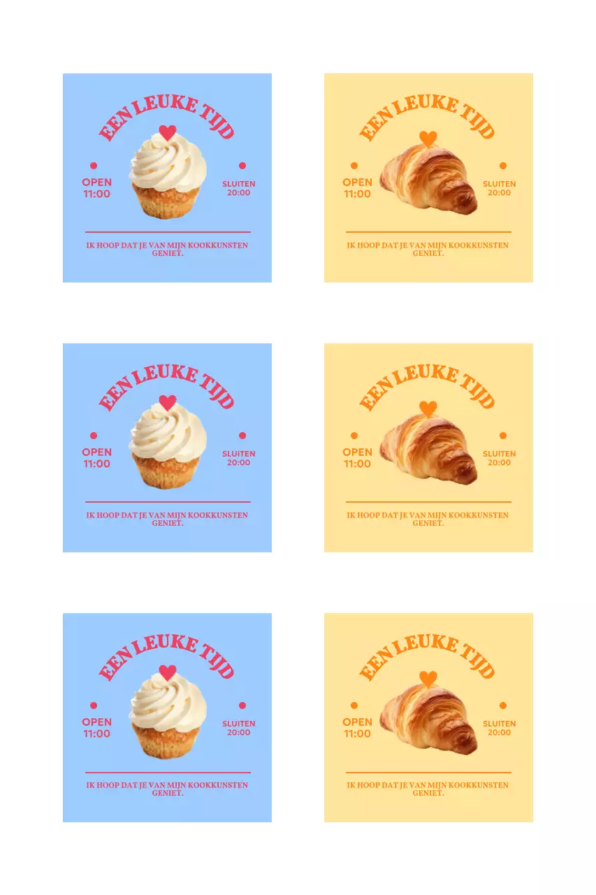 Eenvoudige promotiestickers voor cafés met foto's